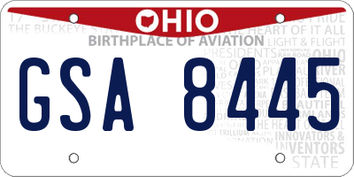 OH license plate GSA8445