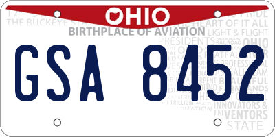 OH license plate GSA8452