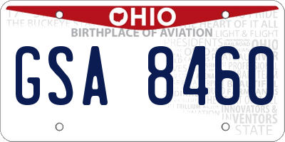 OH license plate GSA8460