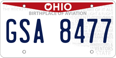 OH license plate GSA8477