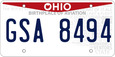 OH license plate GSA8494