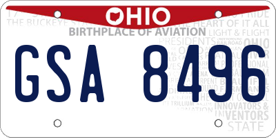 OH license plate GSA8496