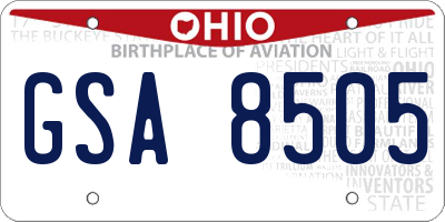 OH license plate GSA8505