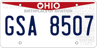 OH license plate GSA8507