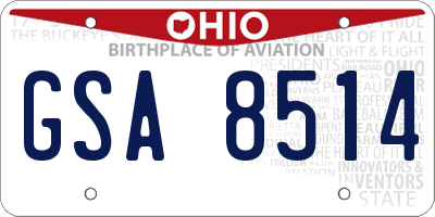 OH license plate GSA8514