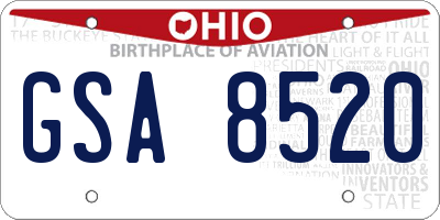 OH license plate GSA8520