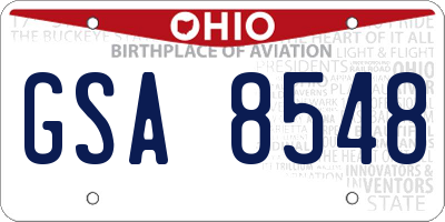 OH license plate GSA8548