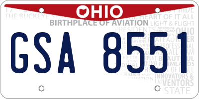OH license plate GSA8551