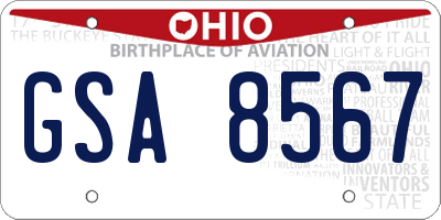 OH license plate GSA8567