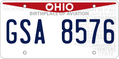 OH license plate GSA8576