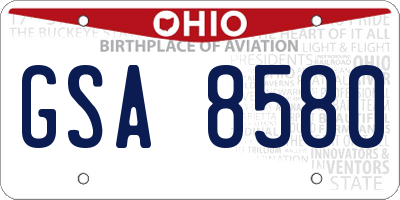 OH license plate GSA8580