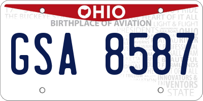 OH license plate GSA8587