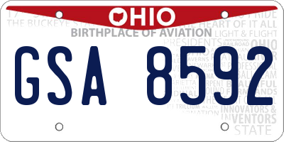 OH license plate GSA8592