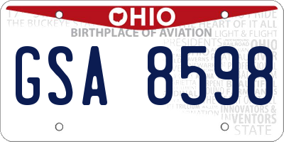 OH license plate GSA8598