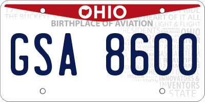 OH license plate GSA8600