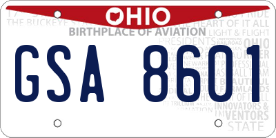 OH license plate GSA8601
