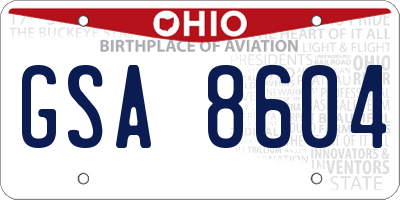 OH license plate GSA8604
