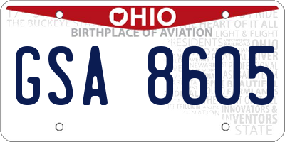 OH license plate GSA8605
