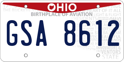 OH license plate GSA8612