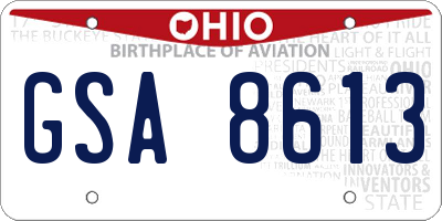 OH license plate GSA8613