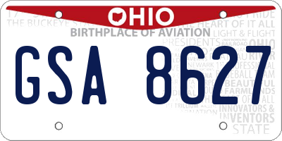 OH license plate GSA8627