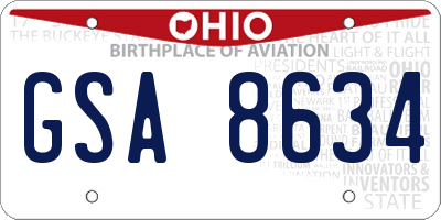 OH license plate GSA8634