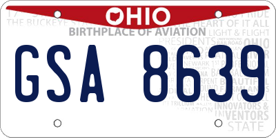 OH license plate GSA8639