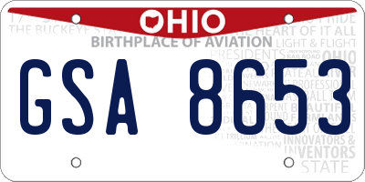 OH license plate GSA8653