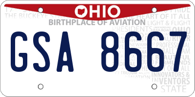 OH license plate GSA8667