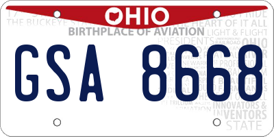 OH license plate GSA8668