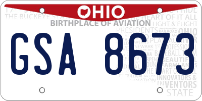 OH license plate GSA8673