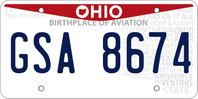 OH license plate GSA8674