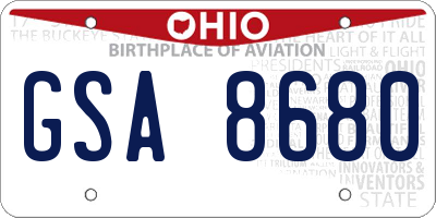 OH license plate GSA8680