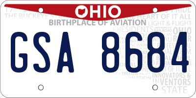 OH license plate GSA8684