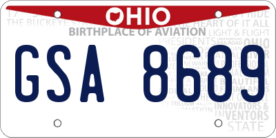 OH license plate GSA8689