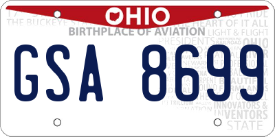OH license plate GSA8699
