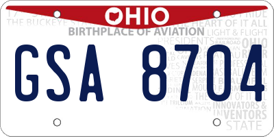 OH license plate GSA8704
