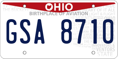 OH license plate GSA8710