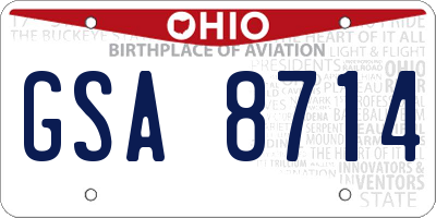 OH license plate GSA8714