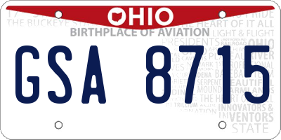 OH license plate GSA8715