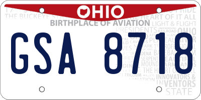 OH license plate GSA8718