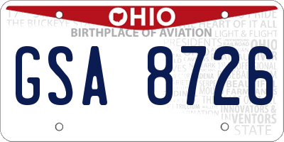 OH license plate GSA8726