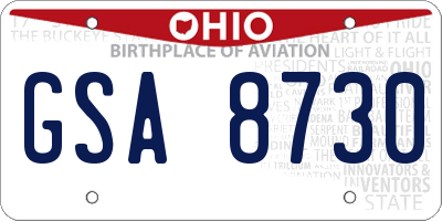 OH license plate GSA8730