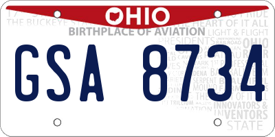OH license plate GSA8734