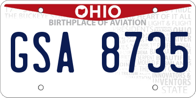 OH license plate GSA8735