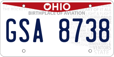 OH license plate GSA8738