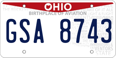 OH license plate GSA8743