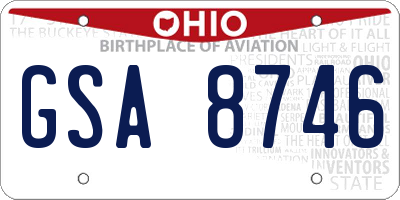 OH license plate GSA8746