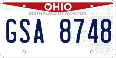 OH license plate GSA8748