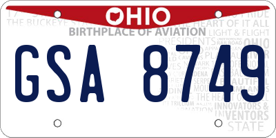 OH license plate GSA8749
